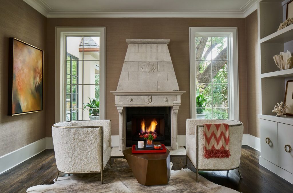 The imported French fireplaces are the height of elegance. 