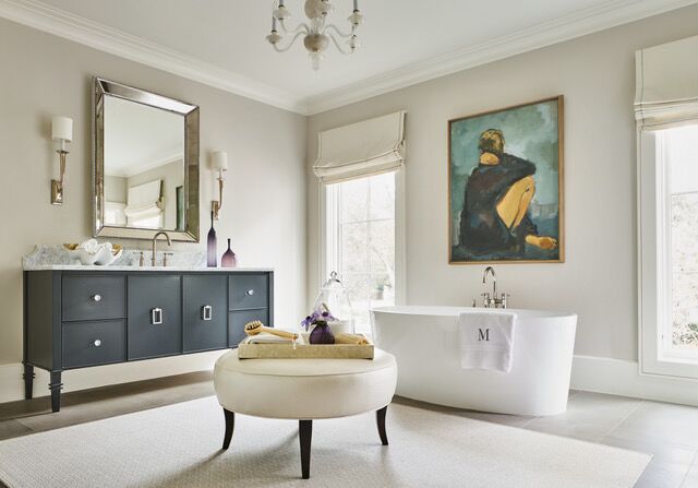 The master bath's soaking tub is perfect for peaceful relaxation. 