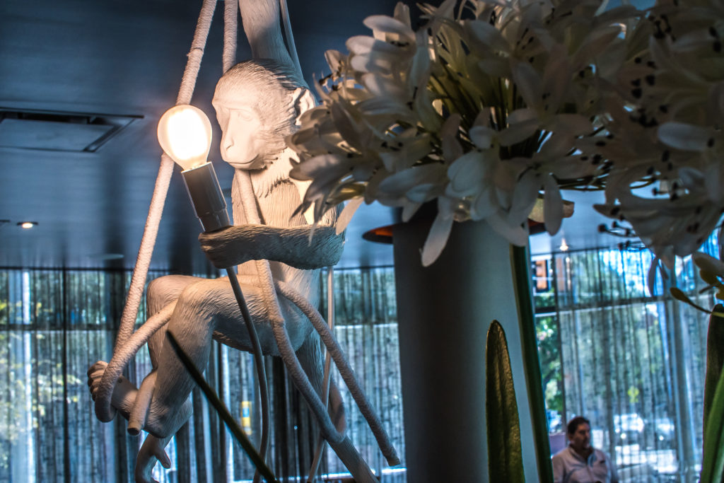 Circo's whimsical monkey chandeliers