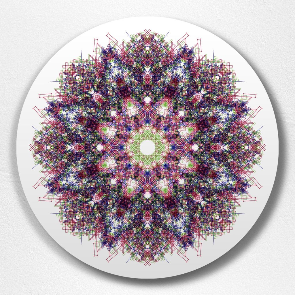 John Hovig's “Hindrance,” 2017; look closely as this image serves up a mandela of the humble paperclip. (The Silos at Sawyer Yards, Studio 106)