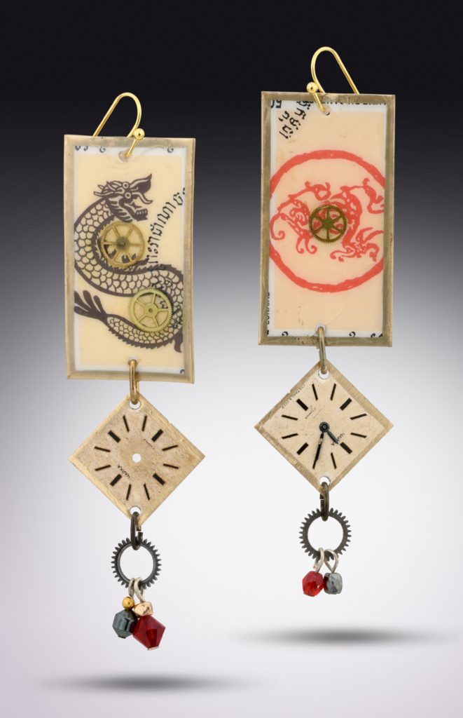 Monique Weston's “Cambodian Dragon Earrings,” 2018 (The Silos, Studio 308)