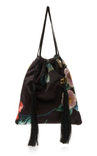 Attico, prrinted velvet pouch bag, $250, available on modaoperandi.com