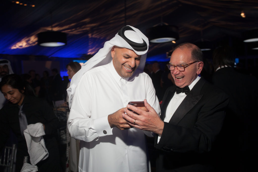 Sheikh Abdulla bin Ali Al-Thani of Qatar, Edward P. Djerejian (Photo by Katy Anderson for Rice University's Baker Institute)