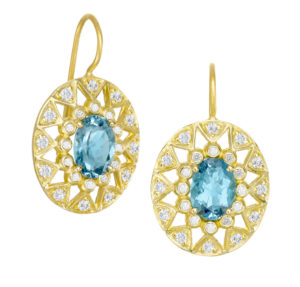 cotton club suzy landa aquamarine snowflake earrings