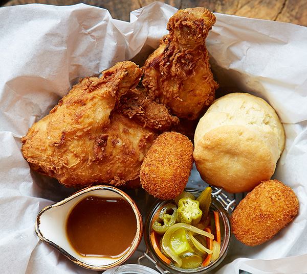 Stampede 66's Honey Fried Chicken is Southern goodness via French methods. 