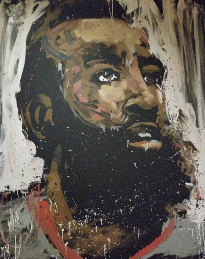 The Bogart's Lounge is open in the Toyota Center. And James Harden is on the wall. 