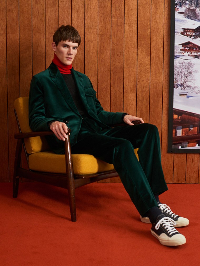 Just in time for Christmas a Band of Outsiders emerald green velvet suit.