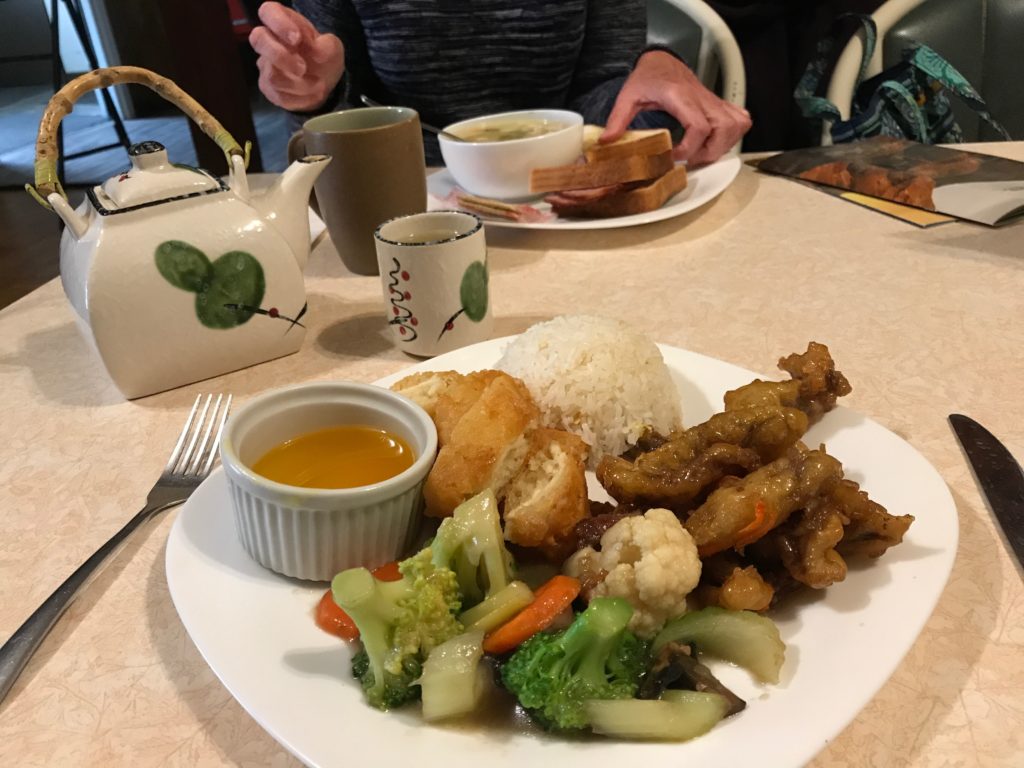 Canadian Chinese cuisine for lunch in the Val Marie Hotel, Val Marie, Saskatchewan.
