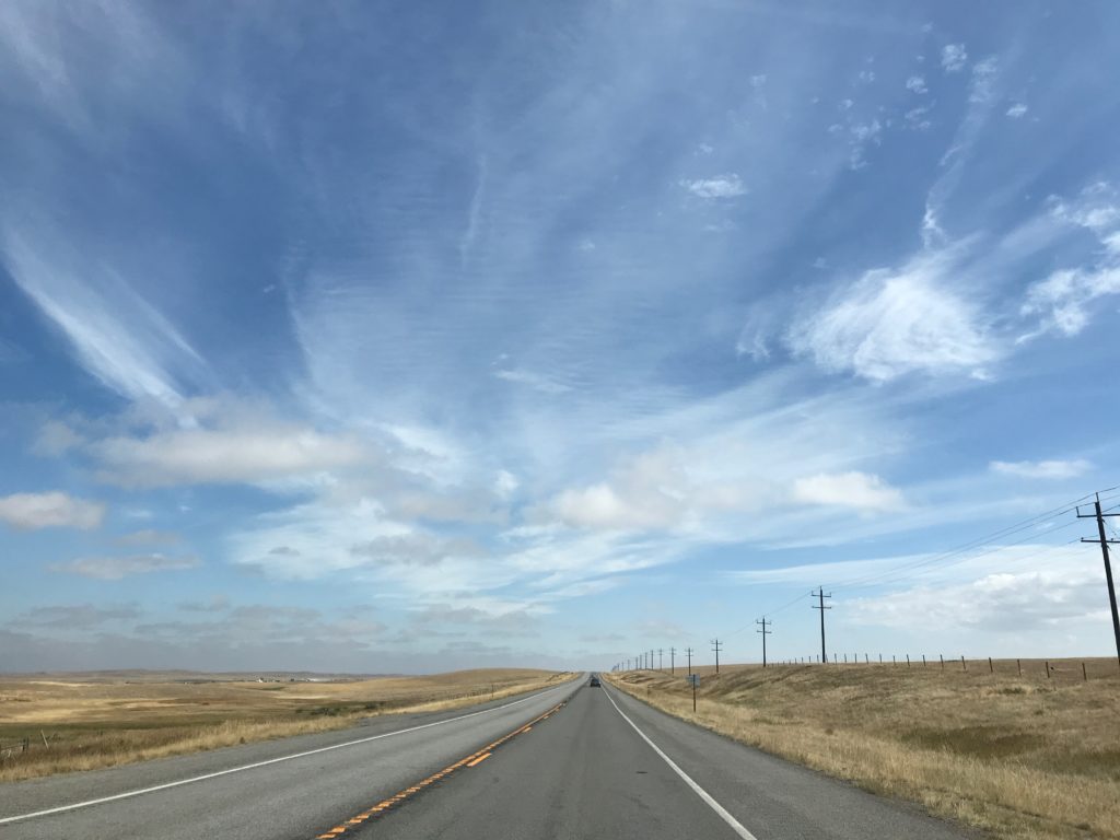Pencil straight Hi-Line highway in northern Montana