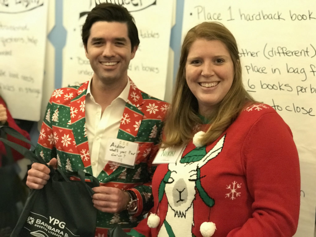 Barbara Bush Houston Literacy Foundation Young Professional Group Tacky Sweater party