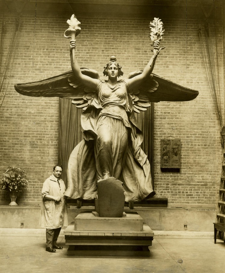 Pompeo Coppini at work on the Littlefield Fountain for the University of Texas, circa 1933. (Courtesy Coppini-Tauch Papers, Briscoe Center for American History, The University of Texas at Austin)