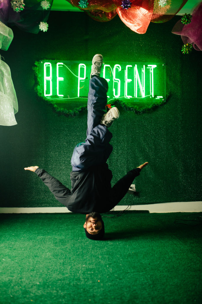 Having fun at the Holly Jolly pop-up.