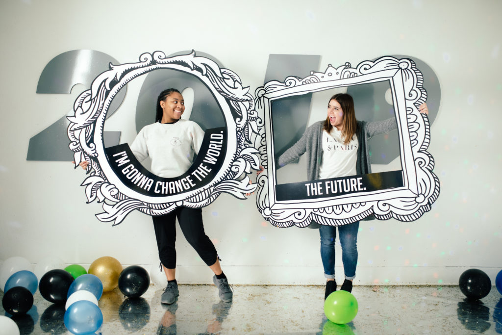 Having fun at the Holly Jolly pop-up.