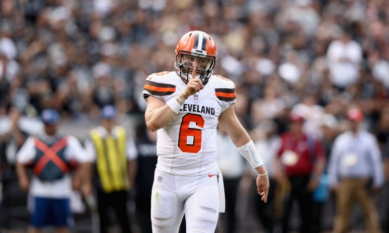 Baker Mayfield threw three interceptions in the span of six passes agains the Texans. Oops!