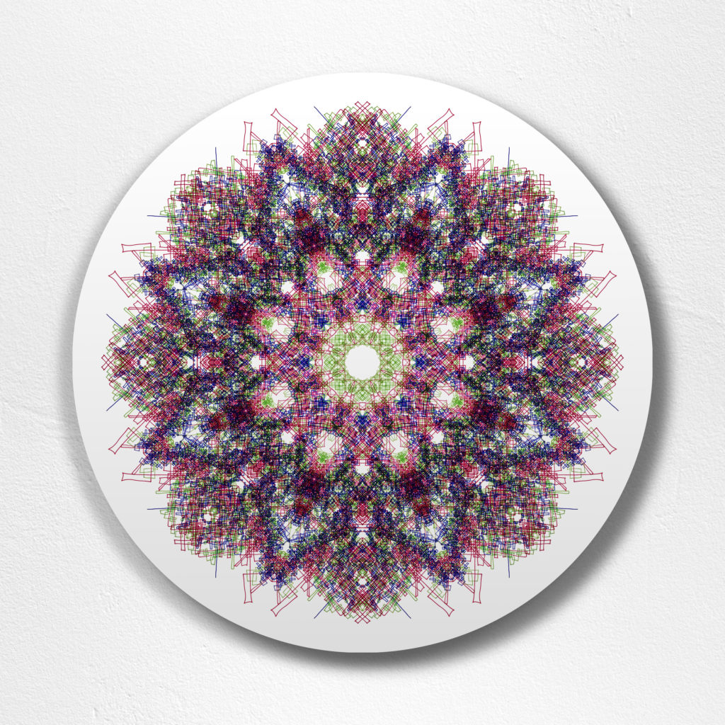 John Hovig's "Mandala - Hindrance," 2017 and ongoing. Among the stars of Houston Sawyer Yards complex, the artist's digital drawings mirror his background as a software developer with degrees in AI and electrical engineering. Limited-edition digital prints on aluminum, $180 (12-inch diameter); $1,740 (40-inch diameter); through the artist's studio. (The Silos at Sawyer Yards, 1502 Sawyer Street #106, Houston. 281.755.8127, artist@johnhovig.com, johnhovig.com)