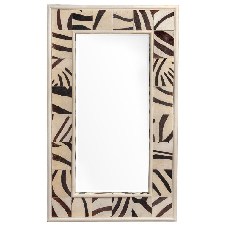 Mecox Patched Faux Zebra Mirror