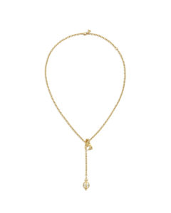 18K Bird Necklace with Crystal Y-Drop