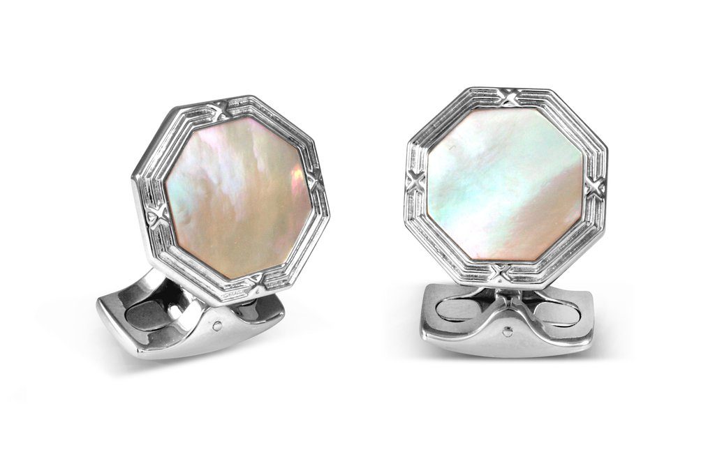 Deakin & Francis Octagonal cufflinks with mother-of-pearl, $200