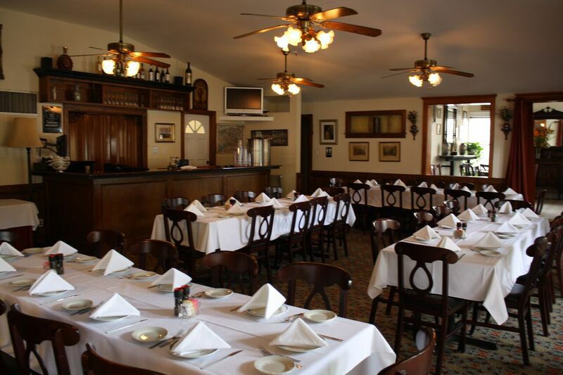 The converted bungalow has ample indoor seating. 