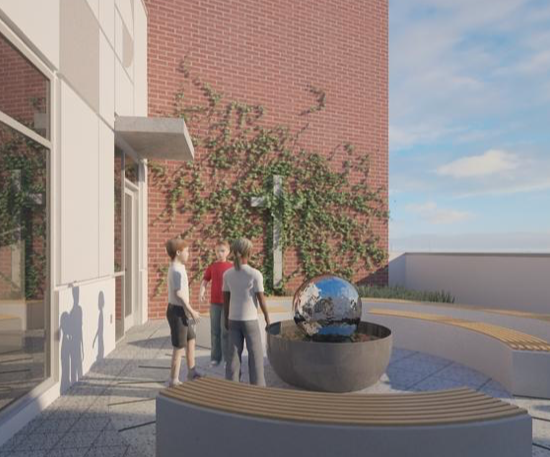 The middle school will feature a prayer garden. 