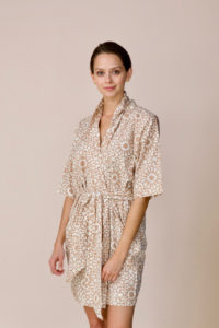 Mirth Caftan - Blockprinted Blush Pink Bathrobe gift - 4