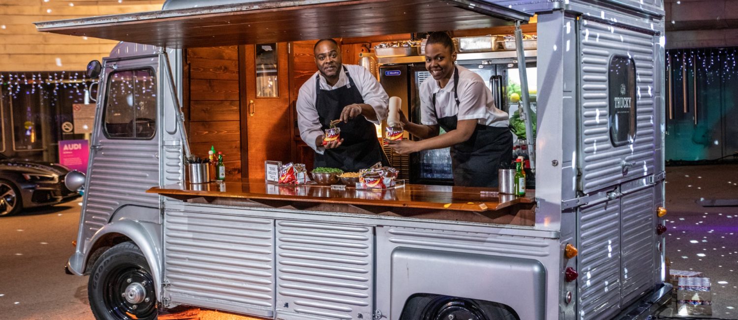 A Wolfgang Puck Catering Frito pie/walking taco truck at a recent Dallas event.
