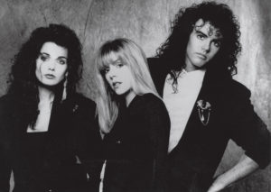 Moll Anderson (left) with her bandmates from the Giorgio Moroder Project, Paula Keane and Joe Milner, 1989 (Photo John Hall)