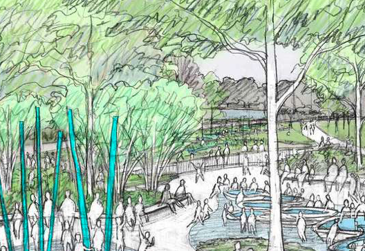 The plans call for water features. 