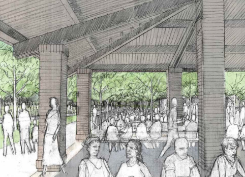 A spacious pavilion is in the works. 