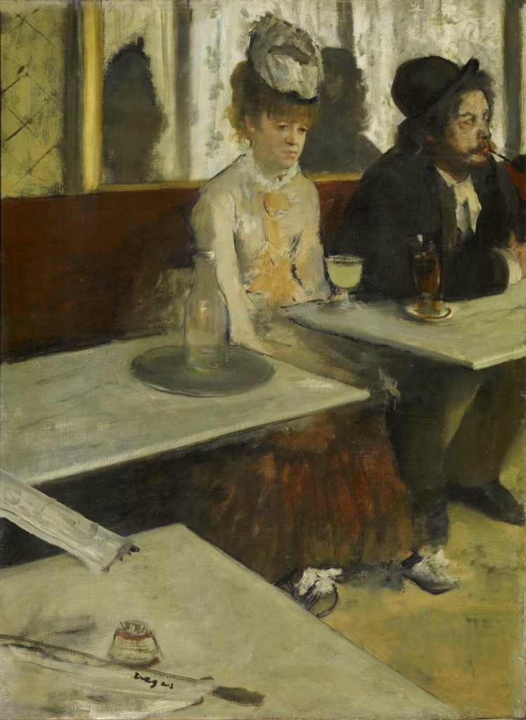 Edgar Degas, “In a Café”, 1875-76, oil on canvas, Musee d’Orsay, Paris.