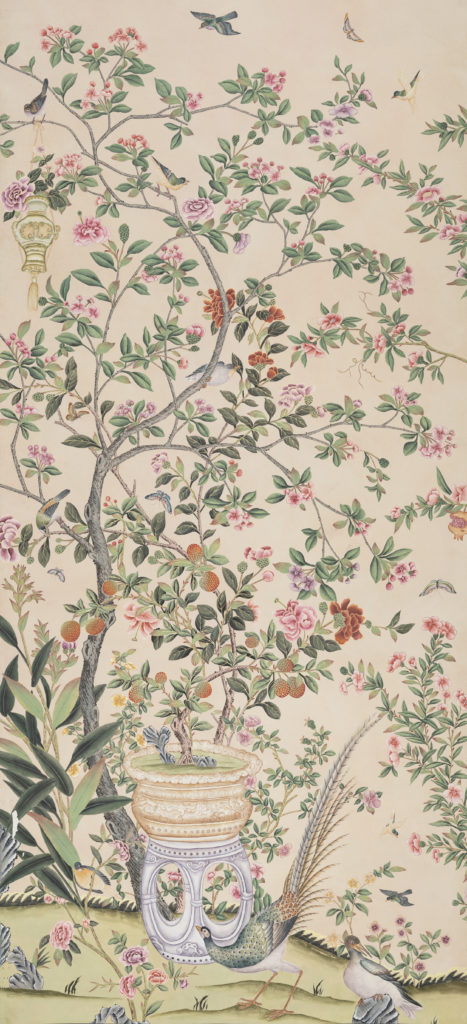 Lady Rose Chomondeley designed the rose color way for the wallpaper in her bathroom, based on the one in the Cabinet Room. (Photo by Tori Hancock)