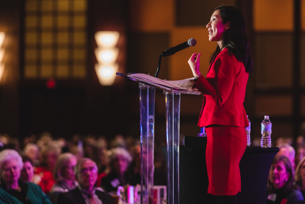 Planned Parenthood Federation of America president Dr. Leana Wen addresses the record-breaking Roe v. Wade luncheon crowd.