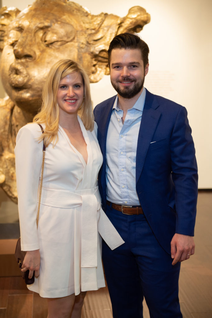 Amanda Hassler and Mark Stadnyk at the Houston Symphony Young Associates Council party at Art of the World Gallery (Photo by Wilson Parish)