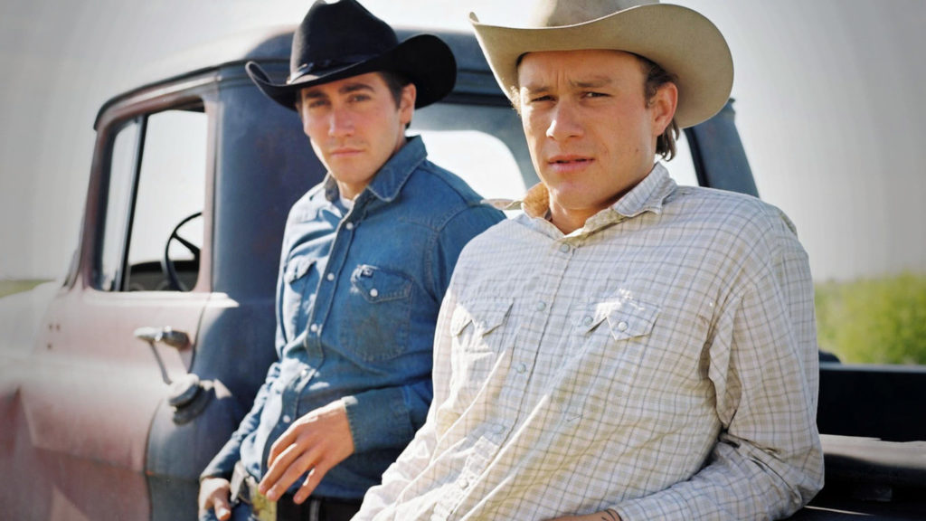 Brokeback Mountain tells the story of two cowboys in love.