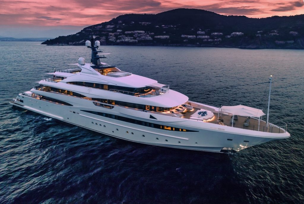 The 242-foot 'Cloud 9' is priced at $95,709,000 and is also available for charter.