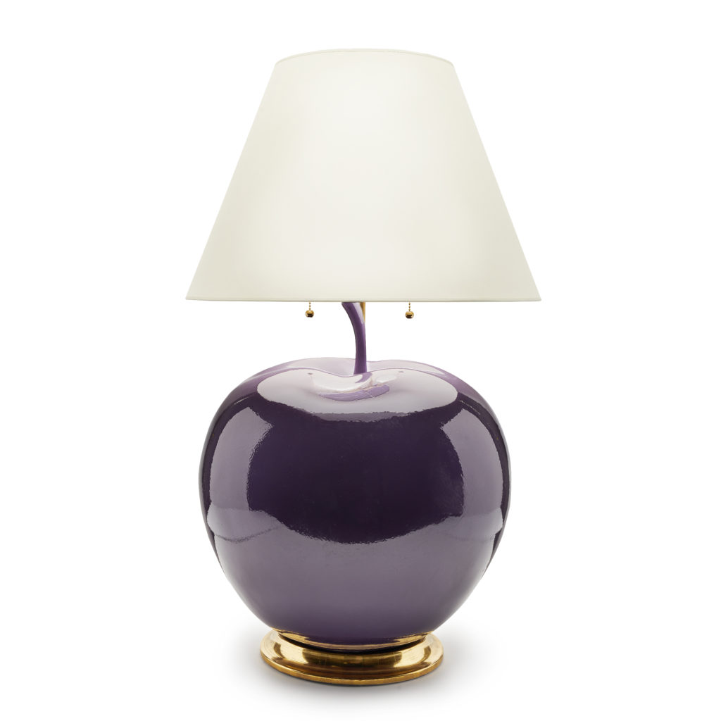 Christopher Spitzmiller glazed his pomme purple and fashioned it into a lamp.