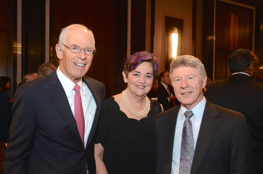 Dick Weekley, Gwen & Ed Emmett at the Communities in Schools dinner at The Post Oak Hotel. (Photo by Roswitha Vogler)
