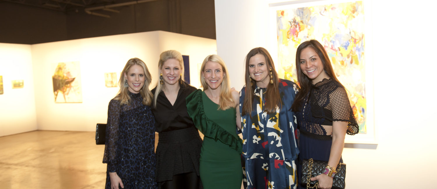 Meredith Abbott, Kristen Cobb, Katie Samler, Lindsay Billingsley, Samantha Wortley at the Art for Advocacy benefit. (Photo by Tamytha Cameron.)