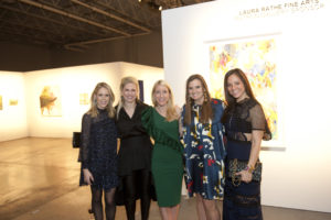 Meredith Abbott, Kristen Cobb, Katie Samler, Lindsay Billingsley, Samantha Wortley at the Art for Advocacy benefit. (Photo by Tamytha Cameron.)