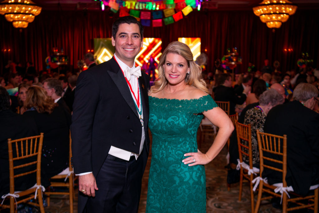 Ball chairs Scott & Renee Rice celebrate the Knights of Momus Fiesta de Momus at The Grand 1894 Opera House in Galveston (Photo by Michelle Watson/CatchlightGroup.com)