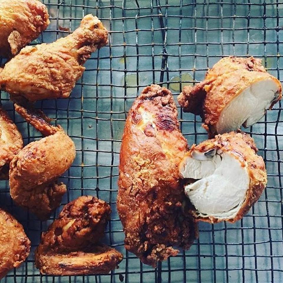 The fried chicken is made to order and comes out piping hot. 