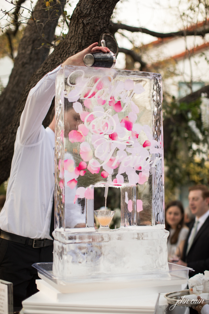 A unique touch — a personalized ice luge for personalized cocktails. (Photo by John Cain Photography)