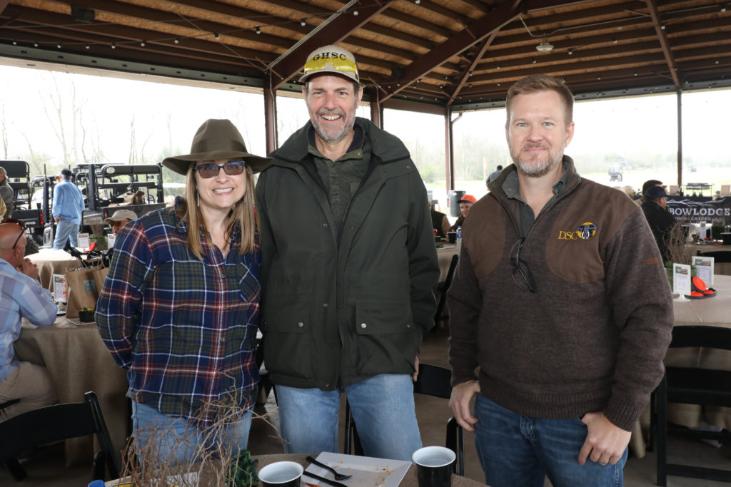 Megan Gosnell, Geoff Haddad, Erec Isaacson at the Alley Theatre Sporting Clays Competition at the Greater Houston Sports Club. (Photo by Priscilla Dickson)