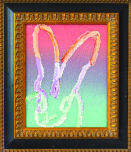 Hunt Slonem's "PGB 05109," 2018. Slonem's been rabbit obsessed since his childhood, and the animals are featured in his canvases, a book, and home decor items. (Courtesy Laura Rathe Fine Art, Houston and Dallas)