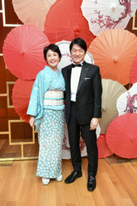 Kaori Fukushima & Consul General of Japan Hideo Fukushima at Tiger Ball 2019. (Photo by Daniel Ortiz)