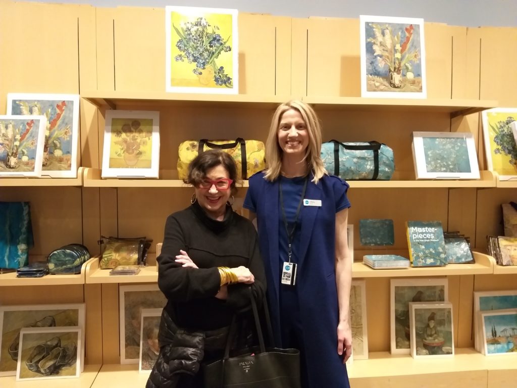 Blogger and fashion insider Roz Pactor with GM of MFAH retail Chris Goins Pazda at the exhibition press preview.