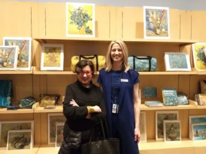 Blogger and fashion insider Roz Pactor with GM of MFAH retail Chris Goins Pazda at the exhibition press preview.