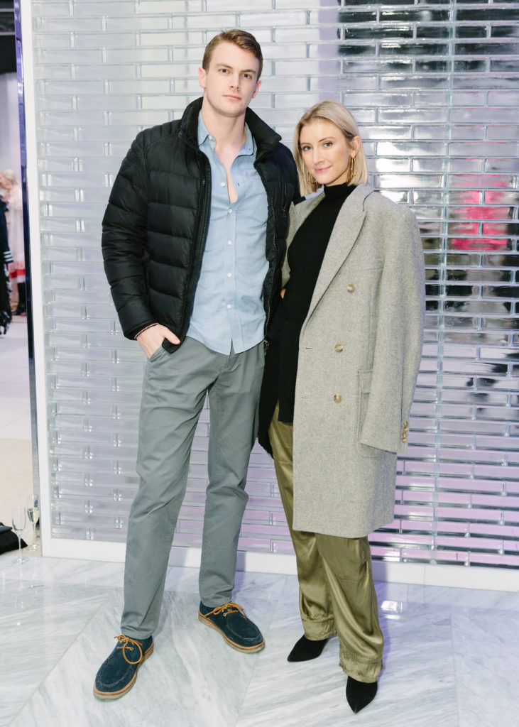 Grant Evans, Sara Klausing at the Forty Five Ten opening in Manhattan's Hudson Yards. (Photo by Yvonne Tnt/BFA.com)