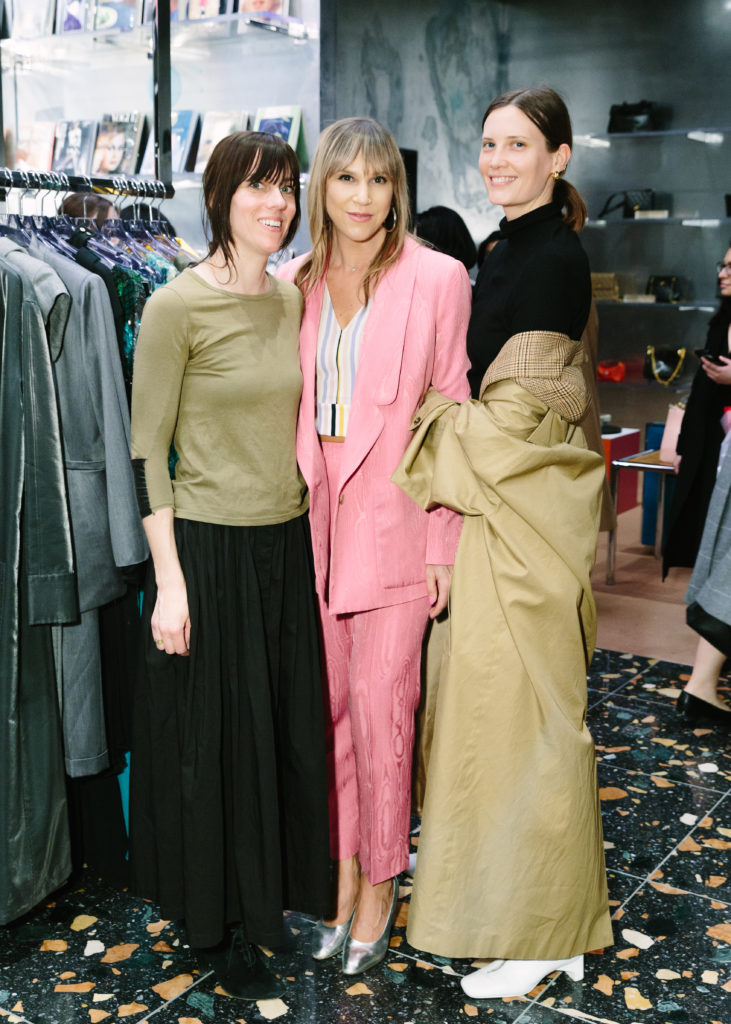 Kerry Bonnell, Nell Mcknight, Drake Burnette at the Forty Five Ten opening in Manhattan's Hudson Yards. (Photo by Yvonne Tnt/BFA.com)