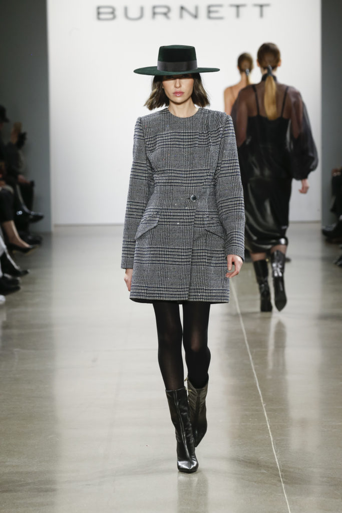Burnett New York foiled black plaid wool dress (Photo by Burnett New York)